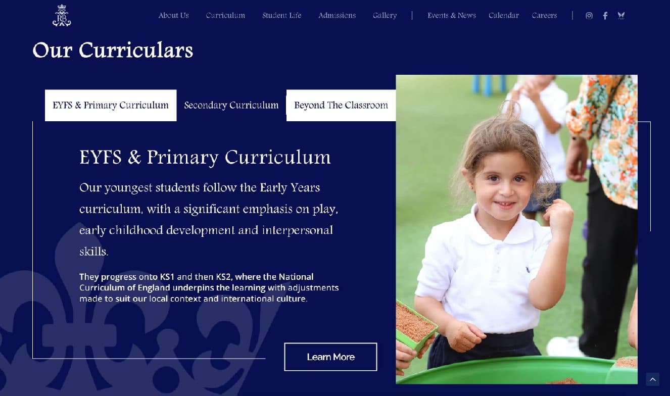 The Royal British International School screen