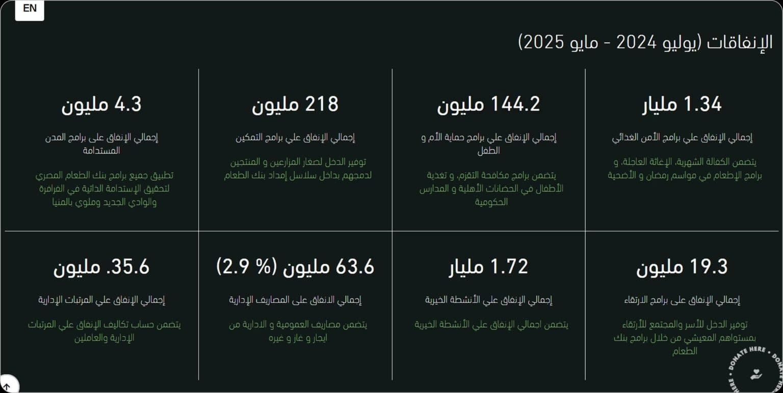 Egyptian Food Bank screen